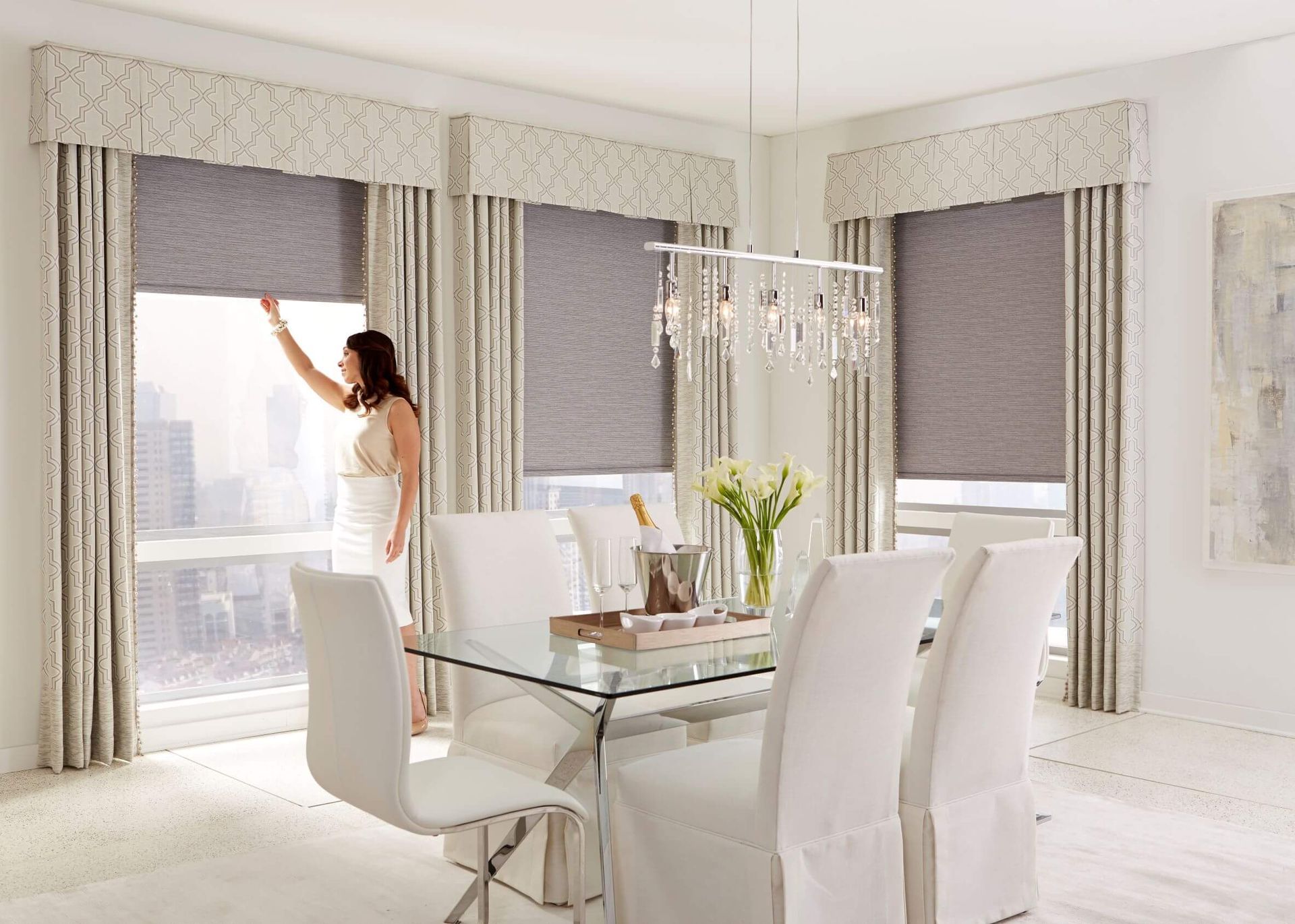 Leather, metal, or glass elements