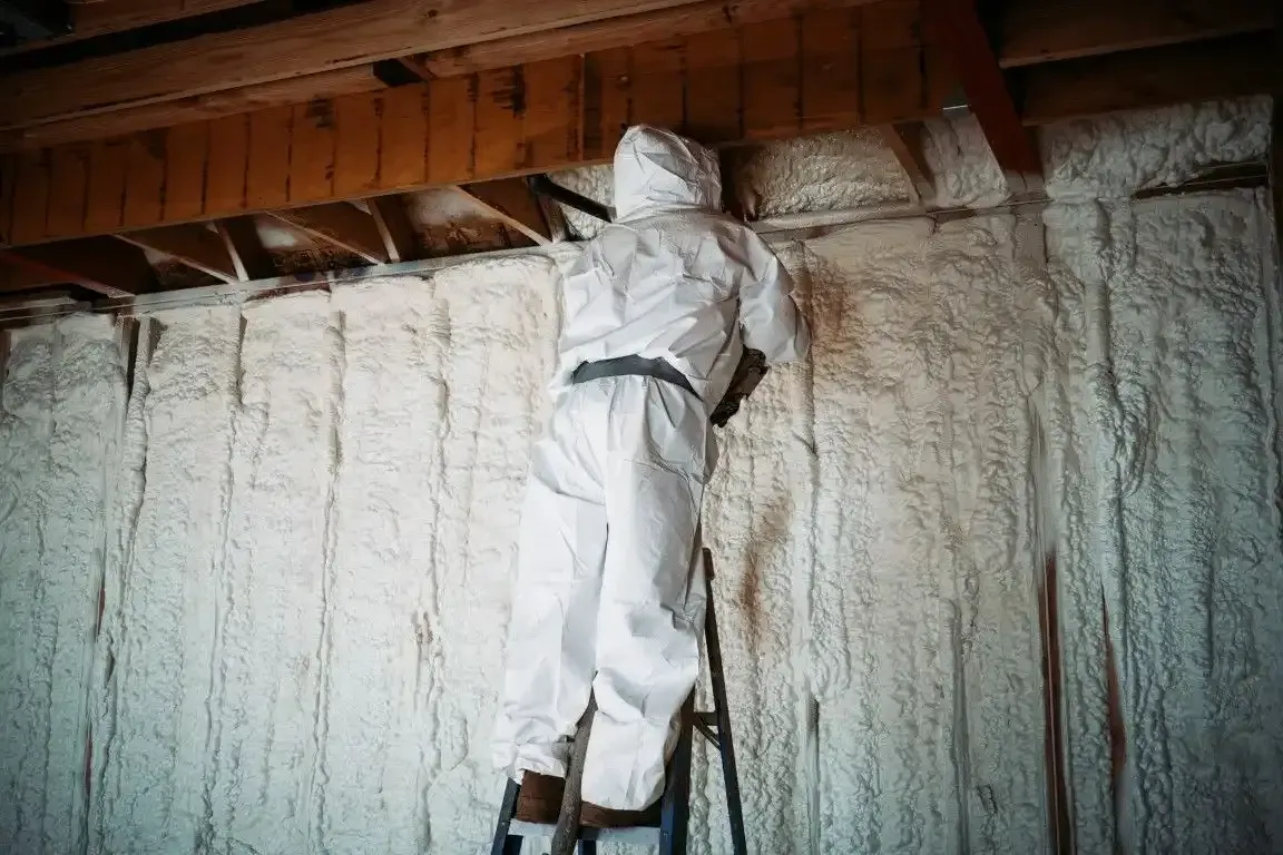 Closed cell spray foam insulation applied in residential home