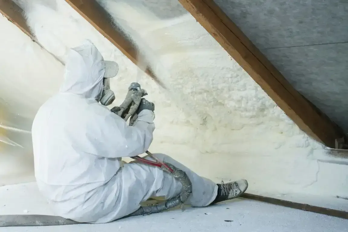 Closed cell spray foam insulation applied in residential home