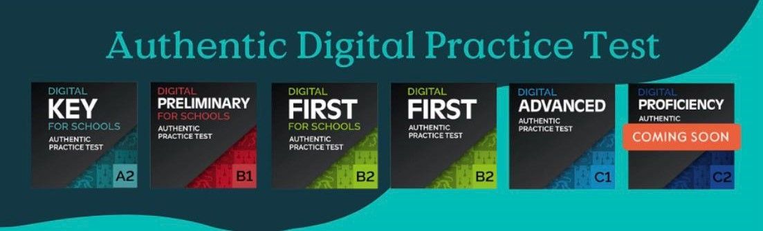 Un banner per un autentico test di pratica digitale con uno sfondo blu