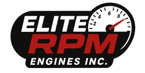 A black and red logo for elite rpm engines inc.
