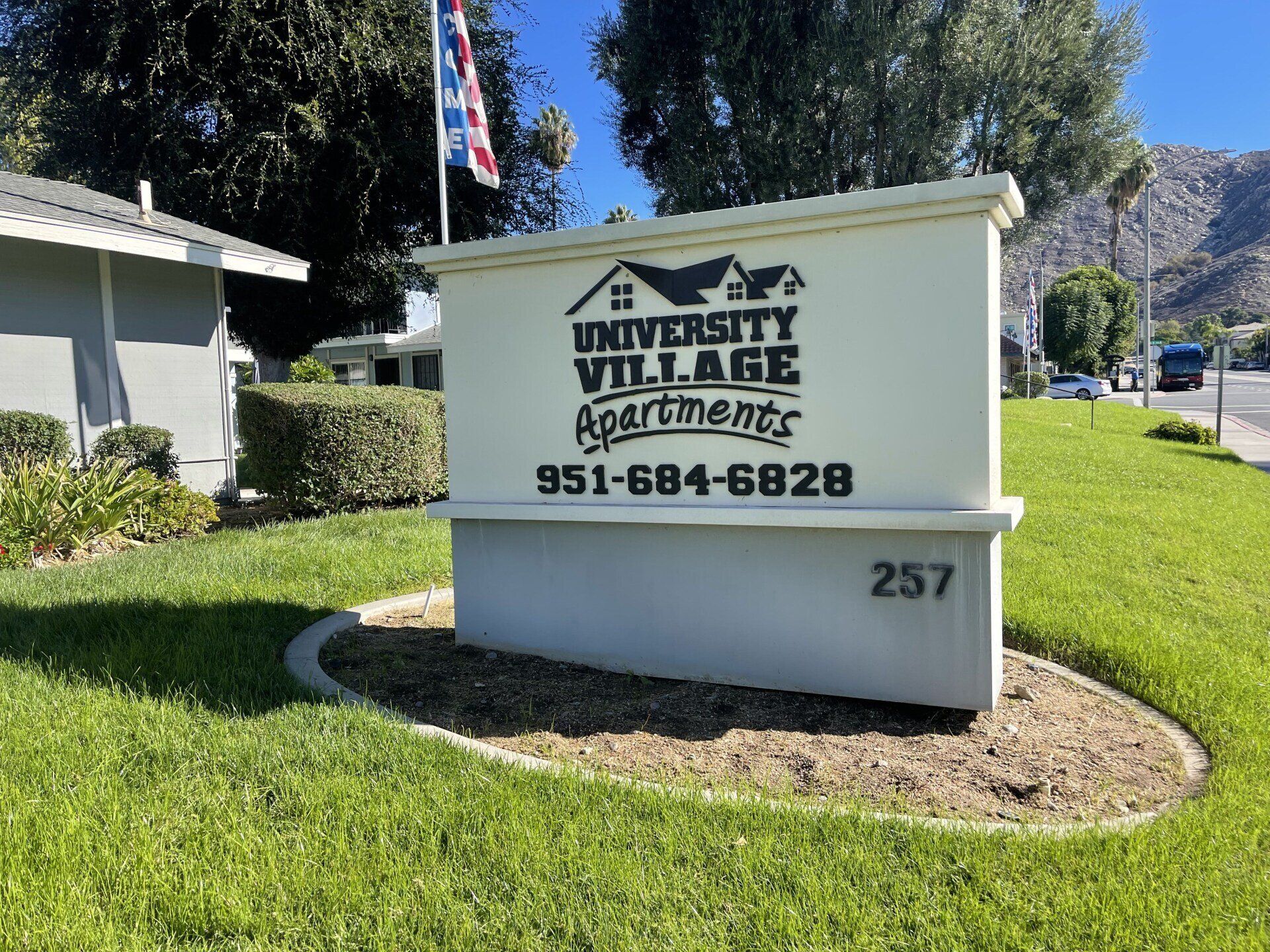University Village Apartments sign