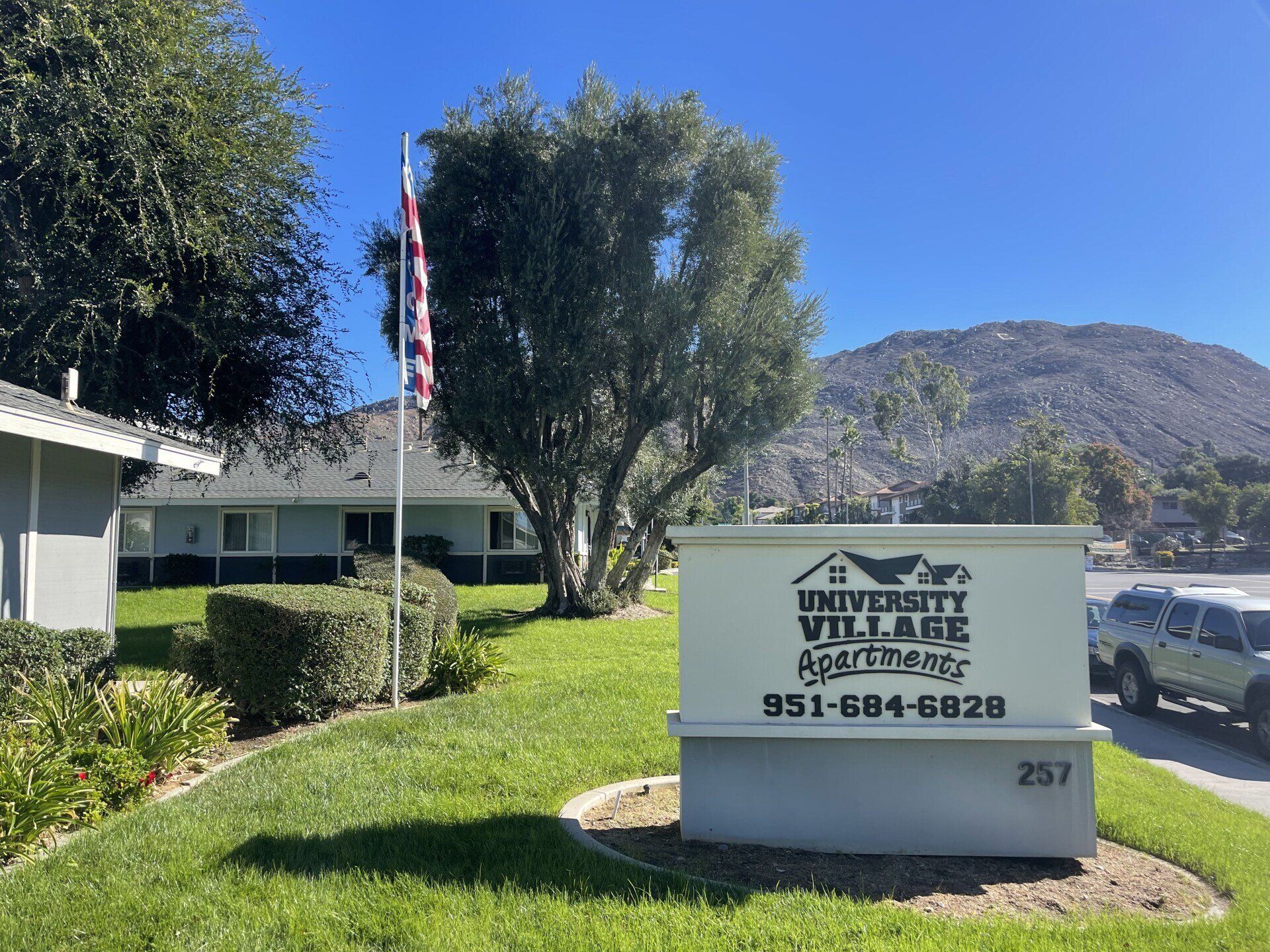 University Village Apartments sign