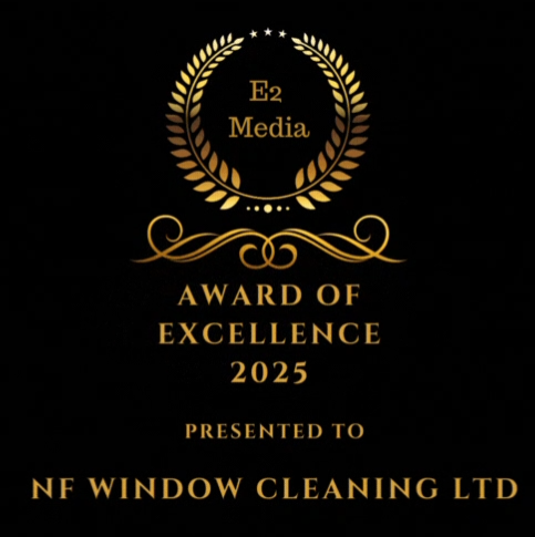 E2 media award of excellence 2025 presented to nf window cleaning ltd