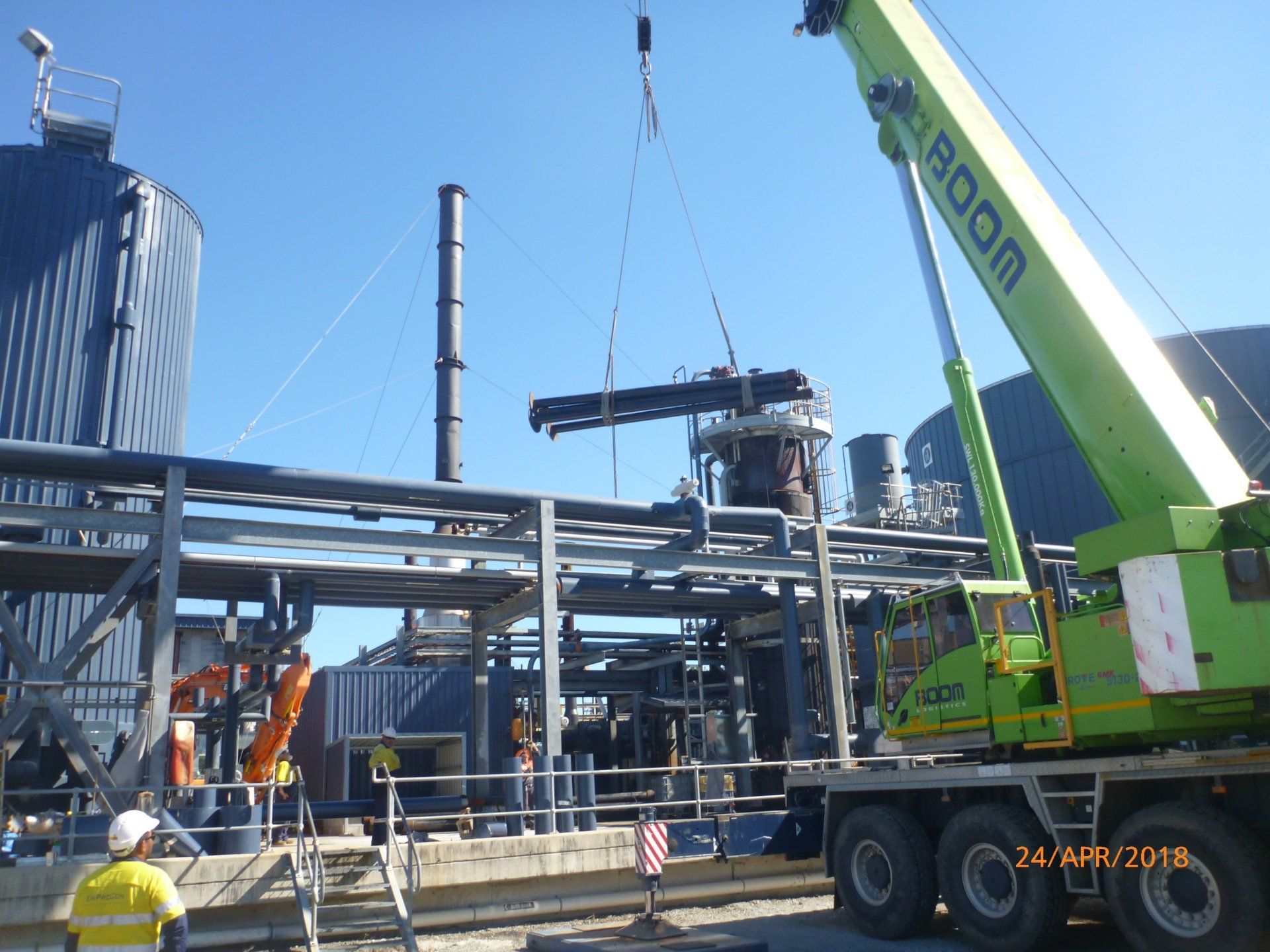 Crane Lifting Steel Piles — Southeast QLD — East Coast Group of Companies