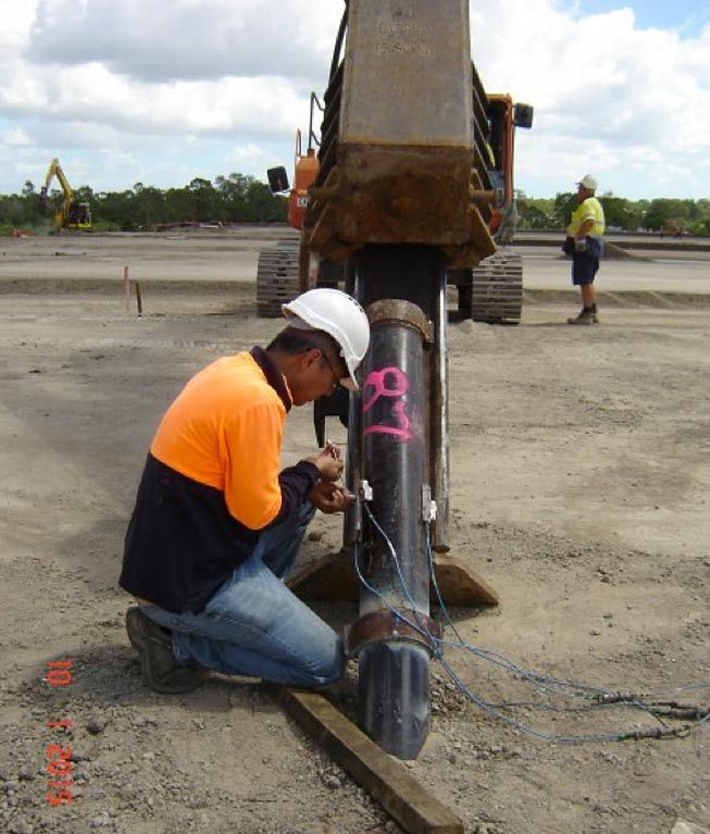 East Coast Group  working on a Raked Tension Piles