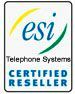 the logo for esi telephone systems is a certified reseller .