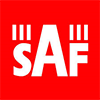 the word saf is on a red background .