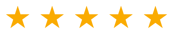 Five gold stars in a row, indicating a high rating or excellent quality.