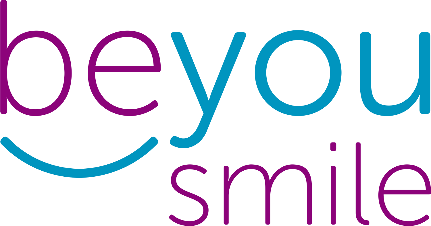 O logotipo de uma empresa chamada beyou sorri com um sorriso.