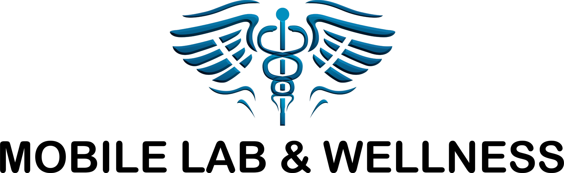 Logo with a caduceus symbol and text 