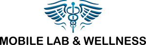 Logo with a caduceus symbol and text 