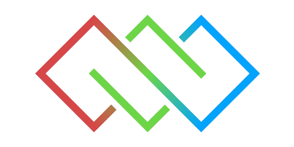 Three interconnected squares in red, green, and blue, forming an abstract logo.