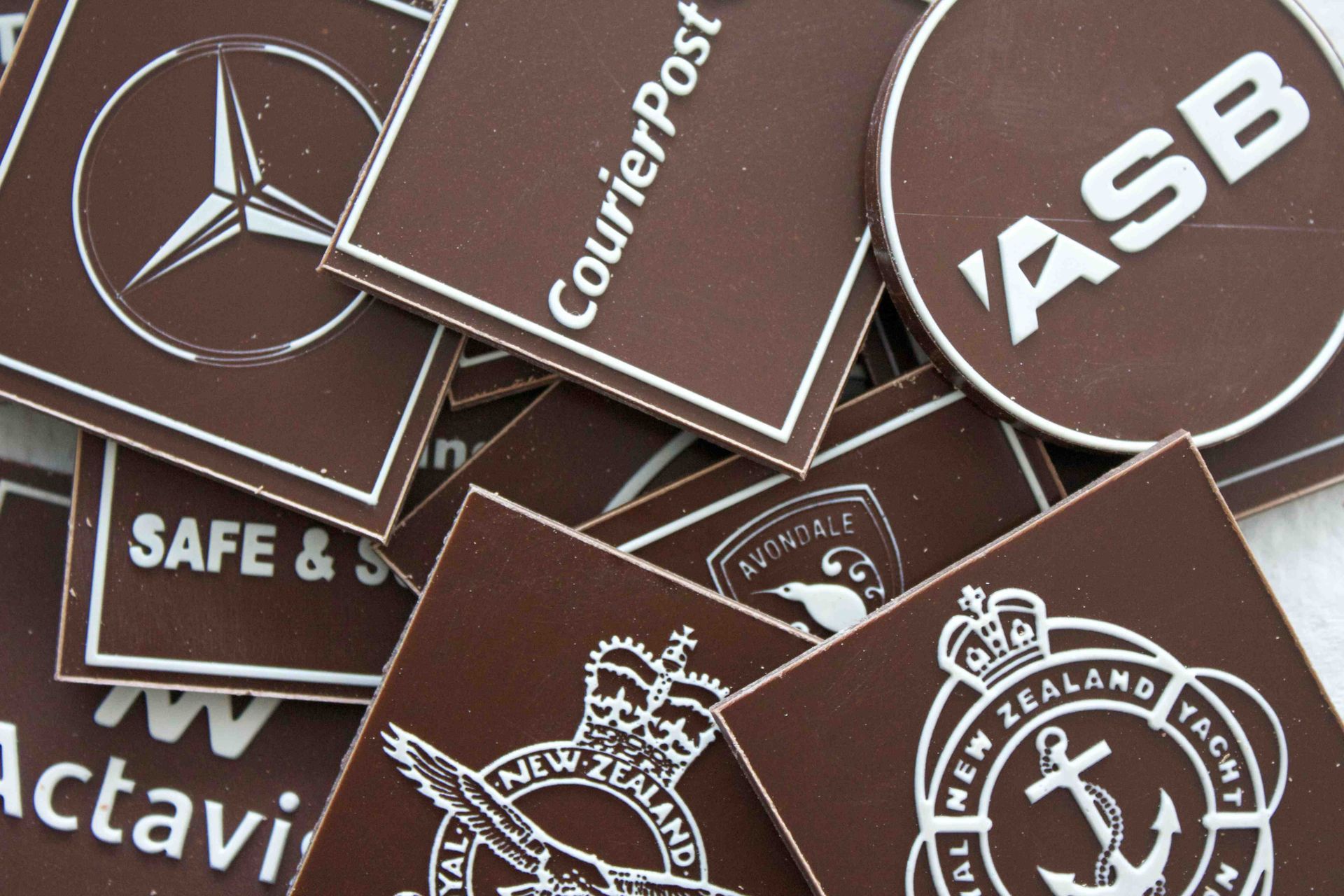 Logo embossed chocolates