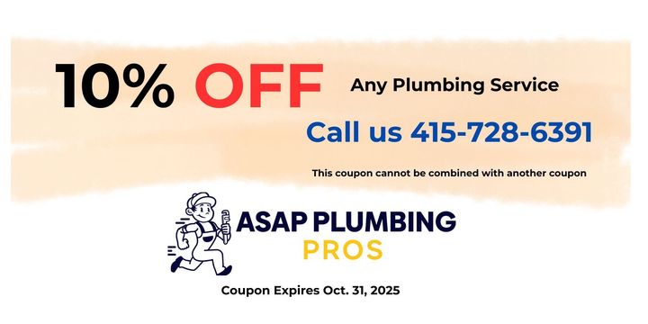 A blue and yellow coupon for a plumbing service discount for new customers.