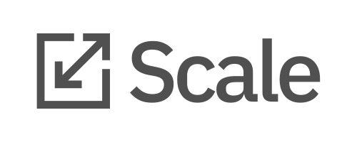 A black and white logo for scale with an arrow pointing to the right.