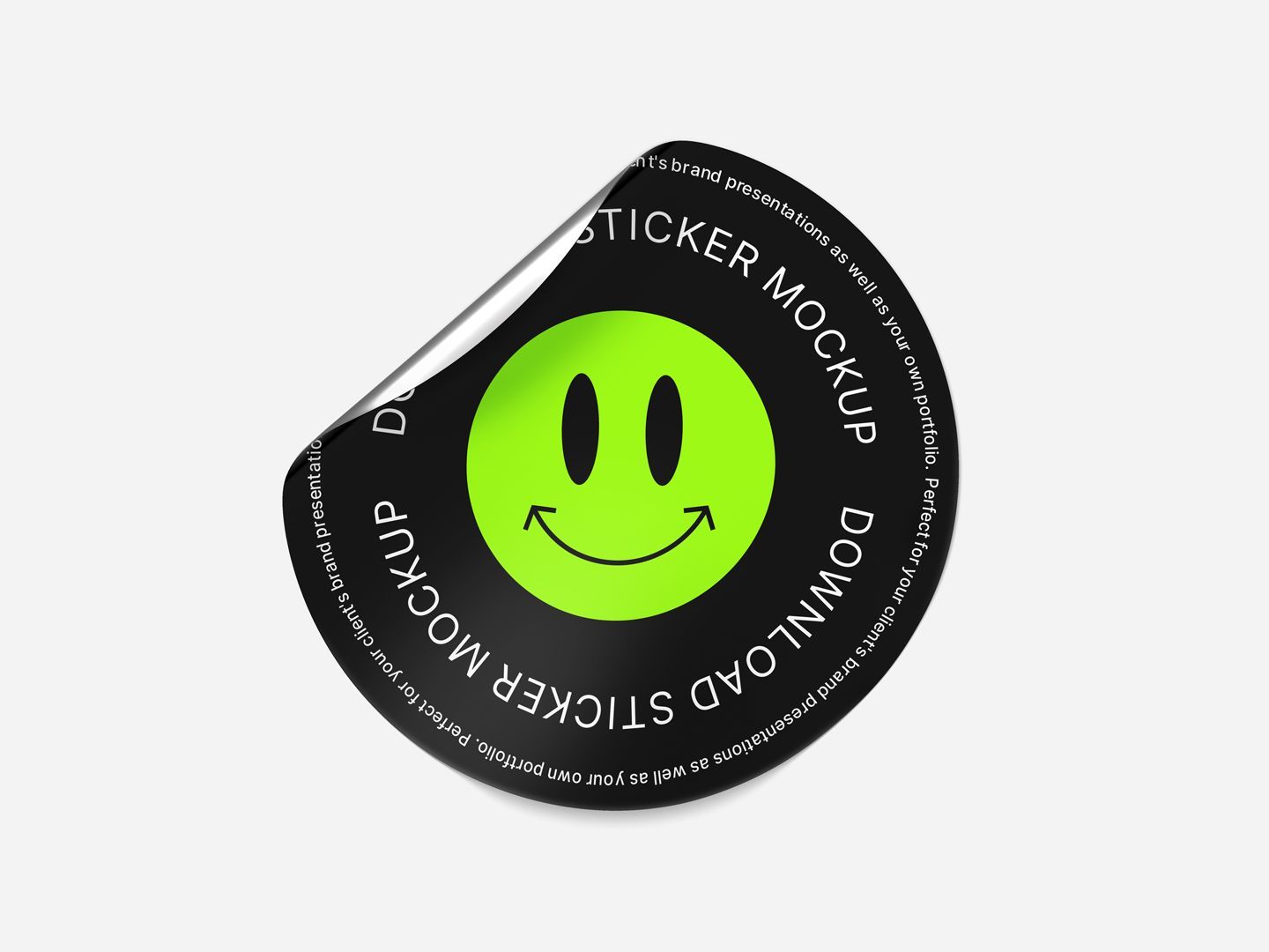 A mockup of a sticker with a smiley face on it