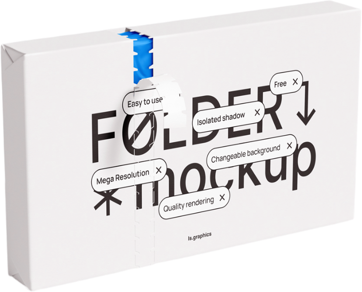 A white box with the words `` folder mockup '' written on it.