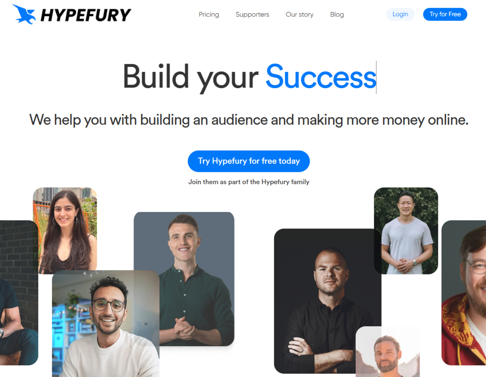 A screenshot of the website for hypefury , a company that helps you with building an audience and making more money online.