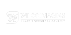 A white logo for a company called wilson imaging.