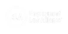 A white logo for the employment law alliance on a white background.