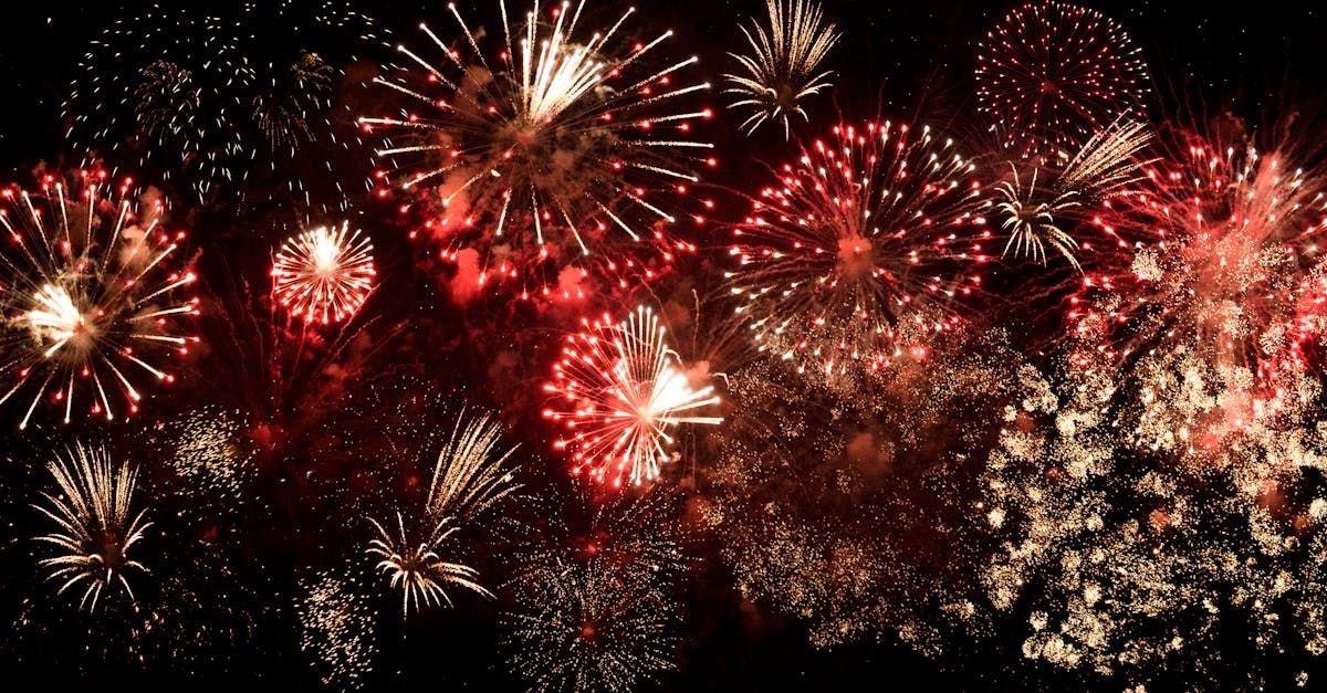 A bunch of fireworks are flying in the night sky