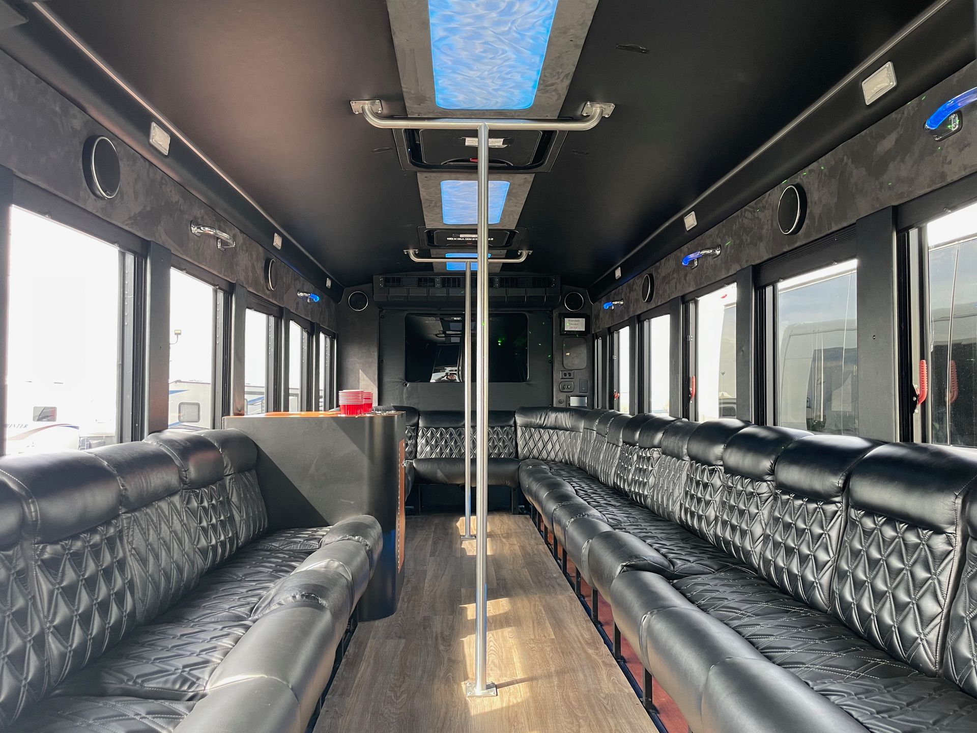 26 passenger F650 limo bus interior with seating