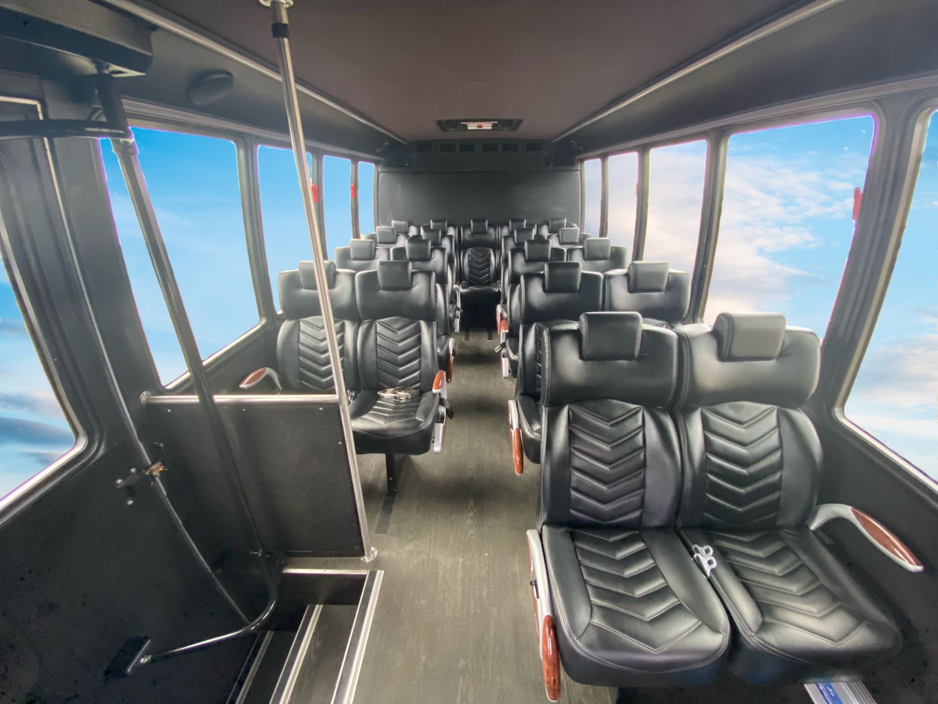 Limo To Go 20 passenger Grech executive shuttle bus interior seating