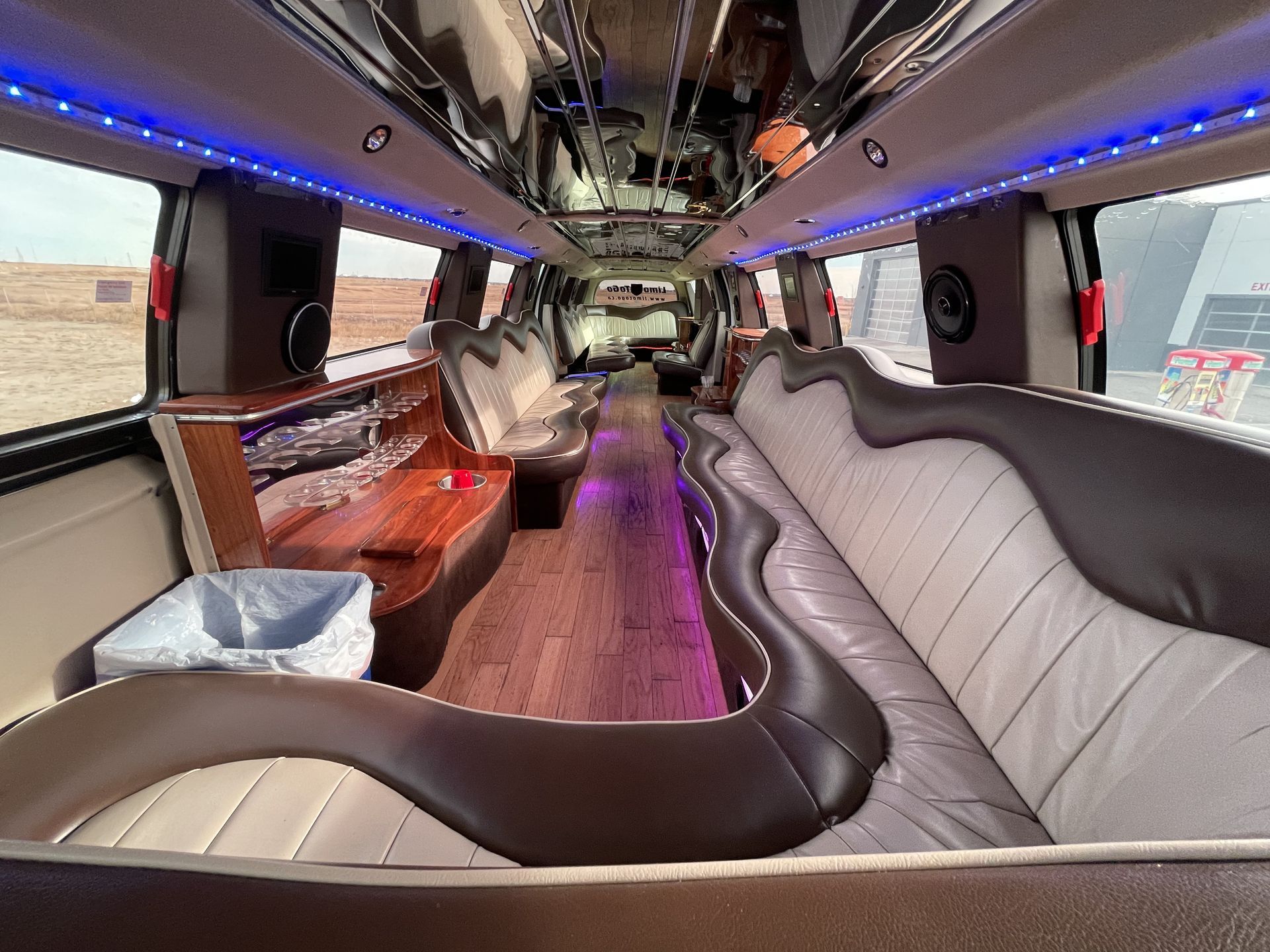 the inside of the Mammoth F650 stretch truck limousine 