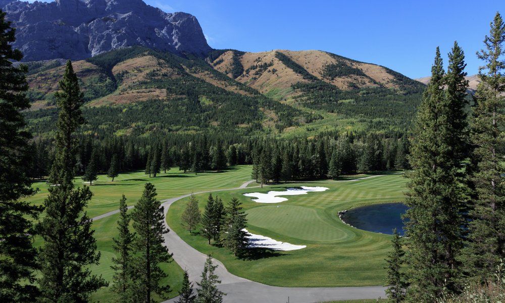 Kananaskis golf course fairway under the mountains in background