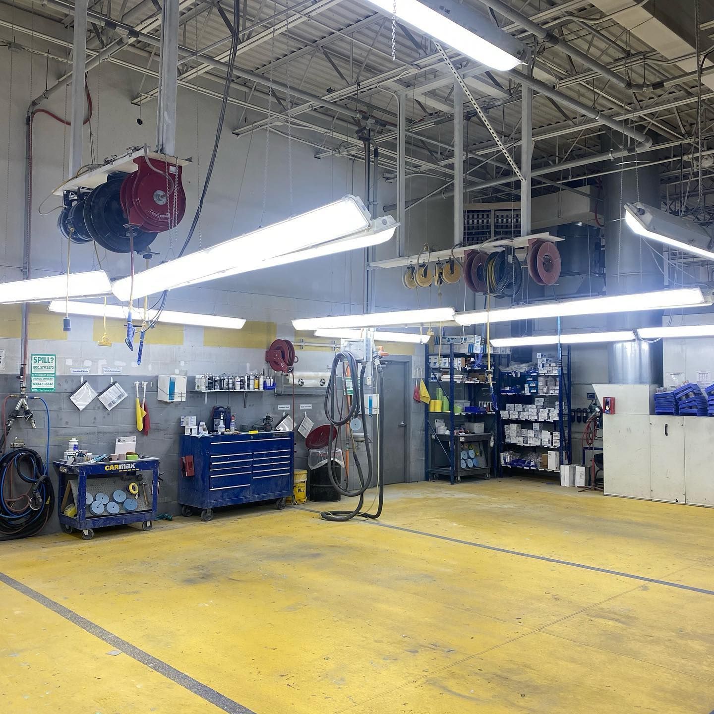 There are a lot of electrical panels in this room.