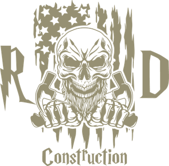 Homepage R & D Construction Logo with USA Flag and Skull Icons