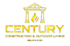 A logo for century construction and outdoor living