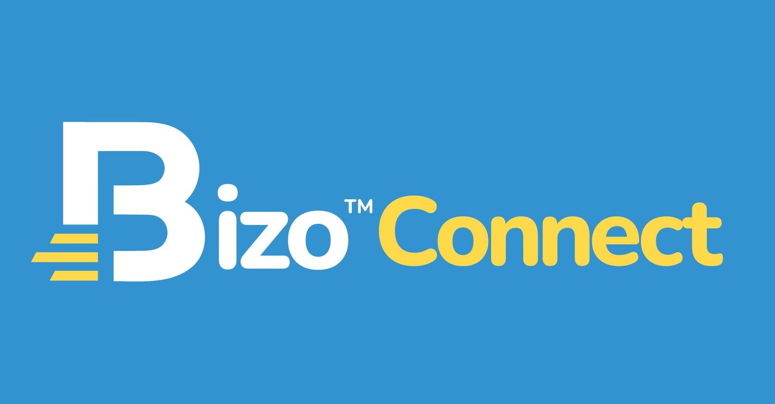 The bizo connect logo is on a blue background.