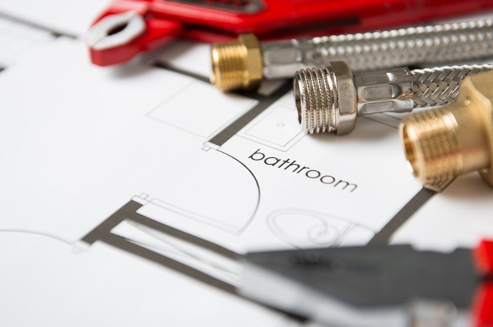 Bathroom Floor Plan With Tools — SOS Hot Water & Plumbing Services in Kiama Downs, NSW