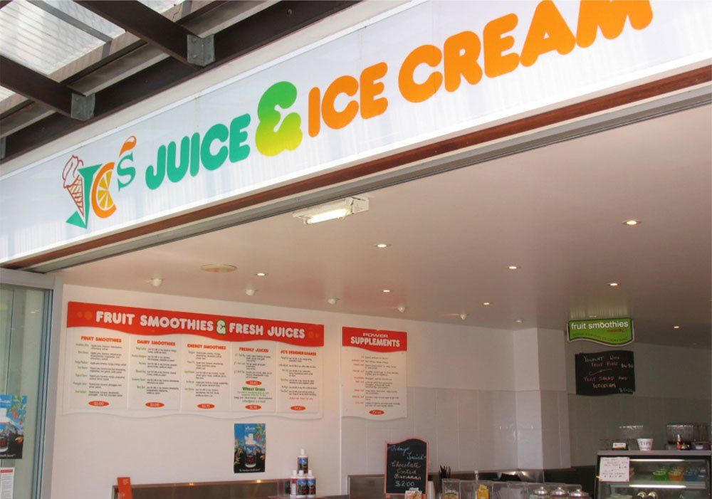 Juice and Ice Cream Signage  —  General Signage in Tweed Heads South, NSW