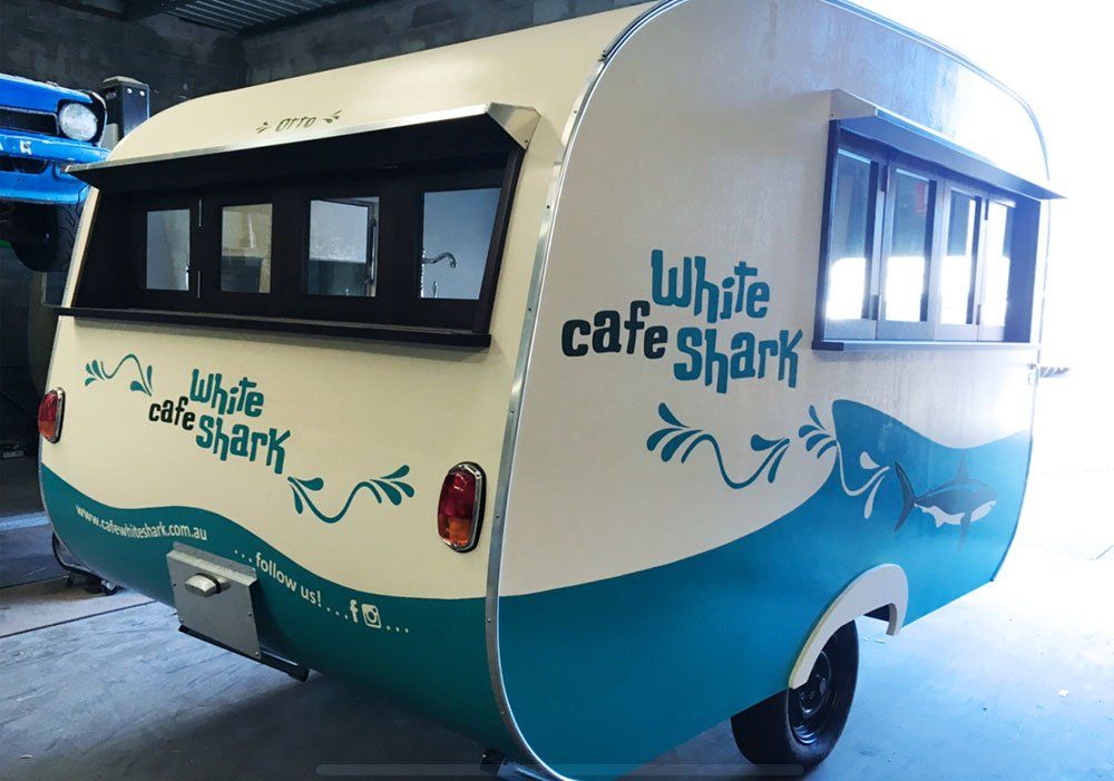 White Cafe Shark  Painted Signage  —  Hand Painted Signs in Tweed Heads South, NSW