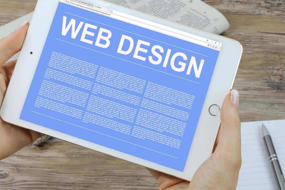 Tablet displaying ‘Web Design’ screen for San Diego web design services