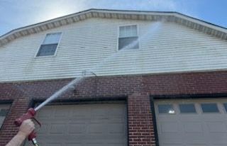 During Cleaning The Front OfGarage | Wilmington, DE | Can-Man Exterior Cleaning