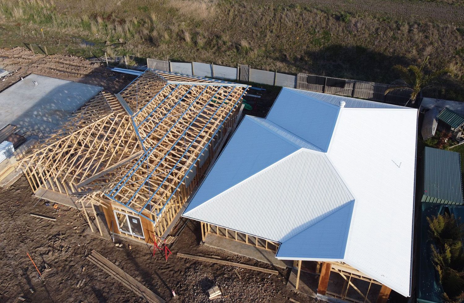 White Metal Roof Installation In Progress