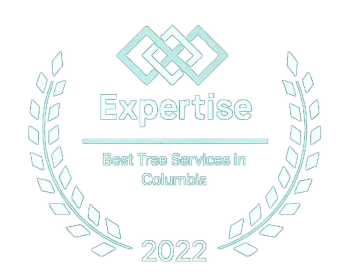 It is a laurel wreath that says `` expertise best tree services in columbia ''.