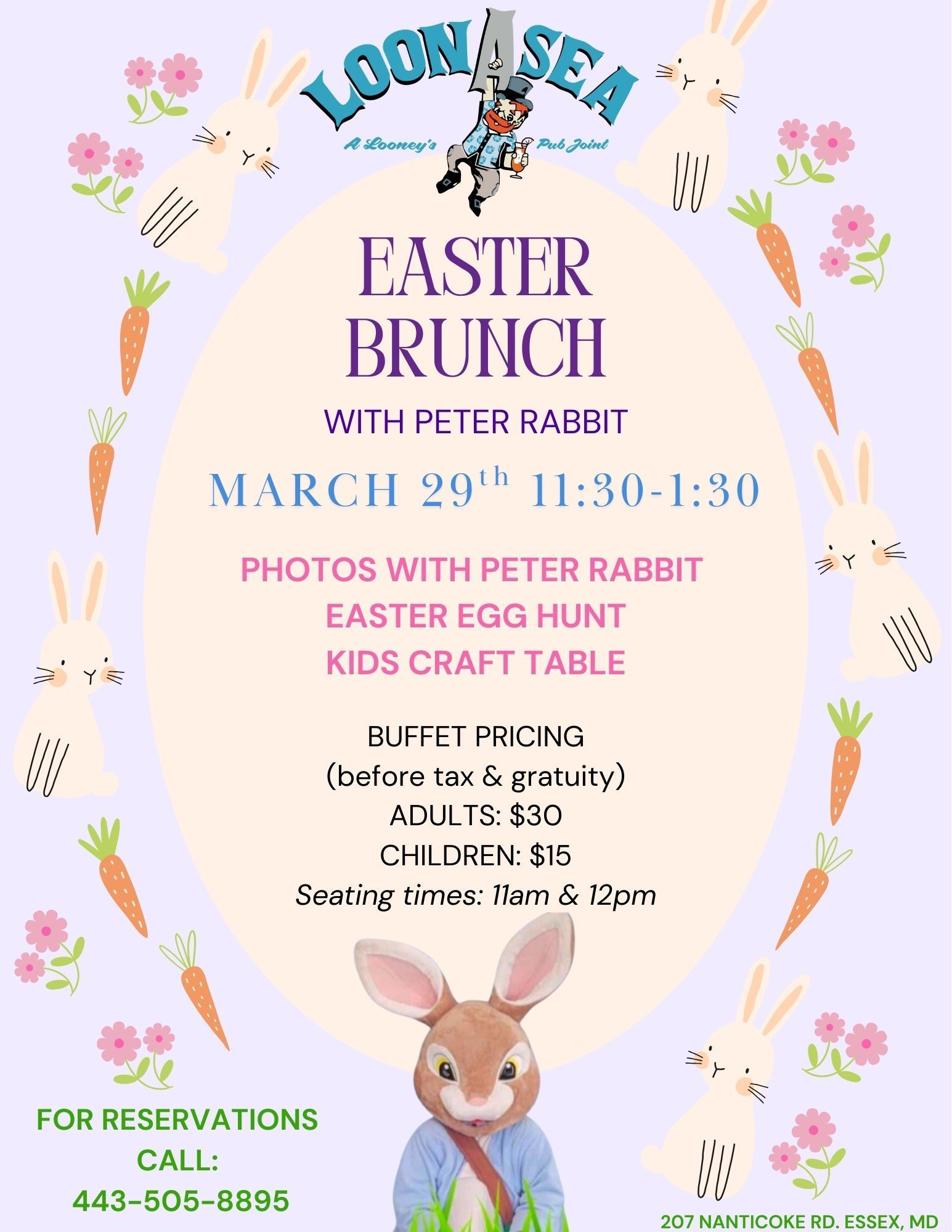 LoonAsea Easter Brunch featuring Peter Rabbit flyer