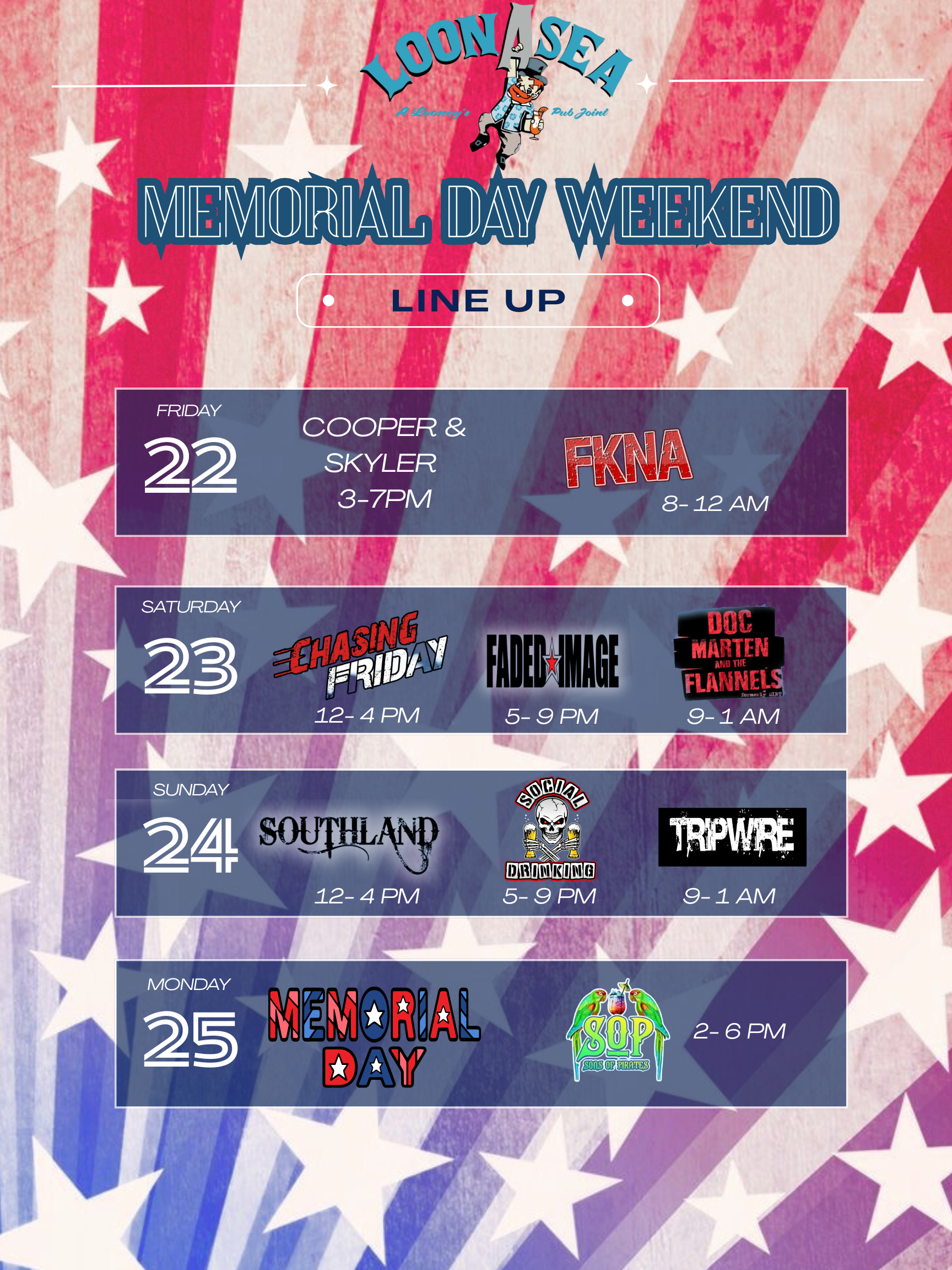 LoonAsea Memorial Day weekend band lineup flyer