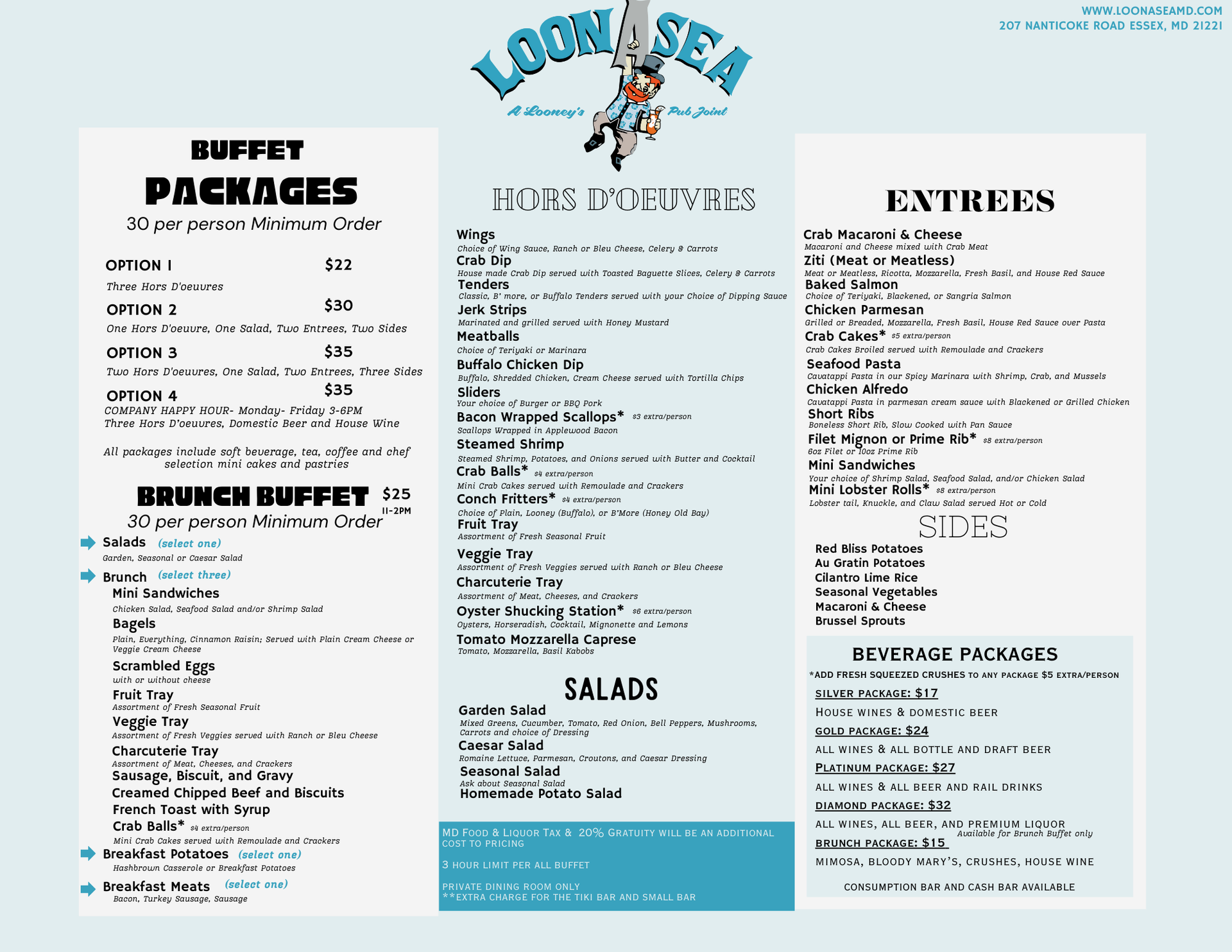 LoonAsea Catering/Private Party Menu