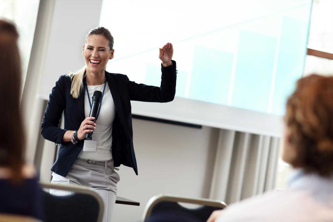 woman giving lecture