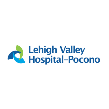 The logo for lehigh valley hospital - pocono is blue and green.