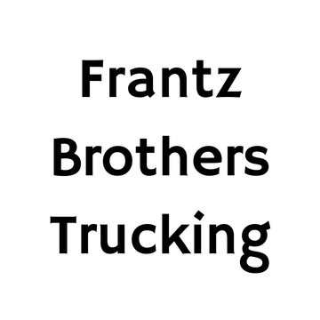 The logo for frantz brothers trucking is black and white.