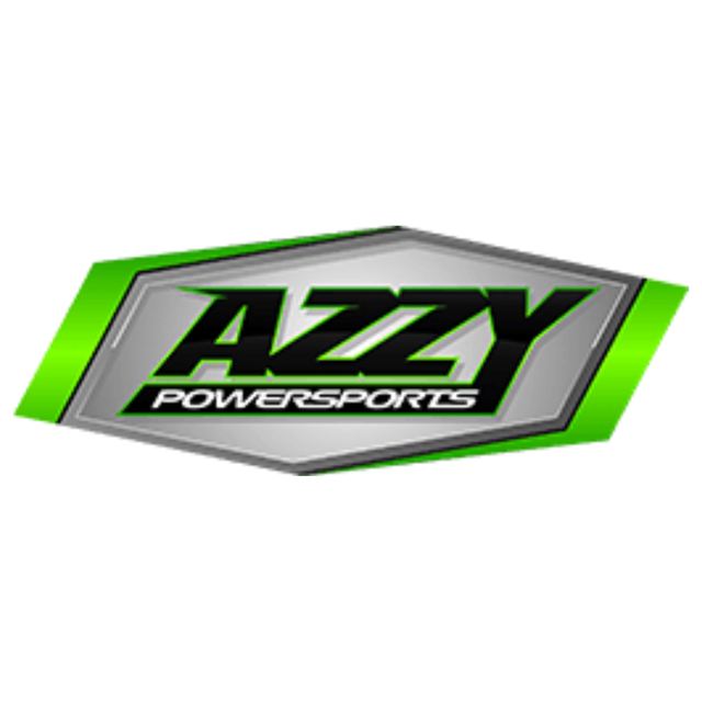 A logo for a company called azzy powersports on a white background.