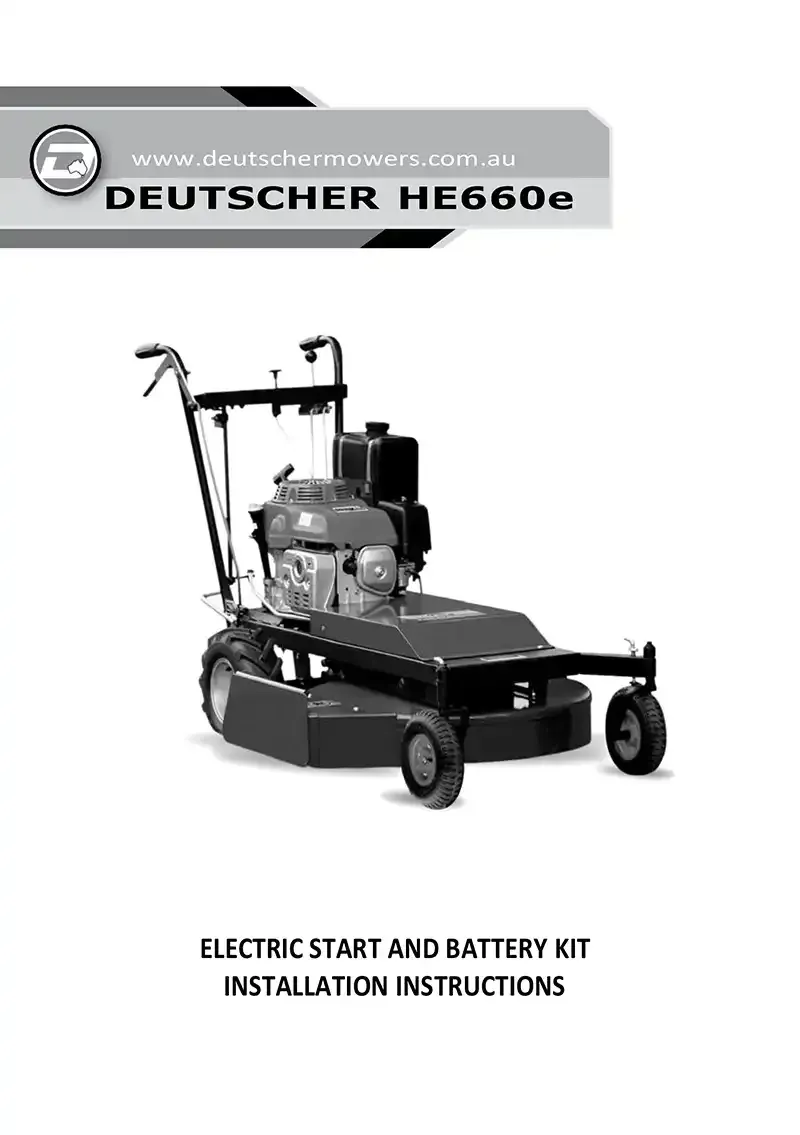 Download PDF manual Deutscher Lawn Mowers - HE660e Battery Installation Instructions PDF Download