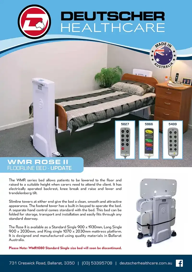 Download Brochure Download the WMR Rose II Bed product brochure from Deutscher Healthcare